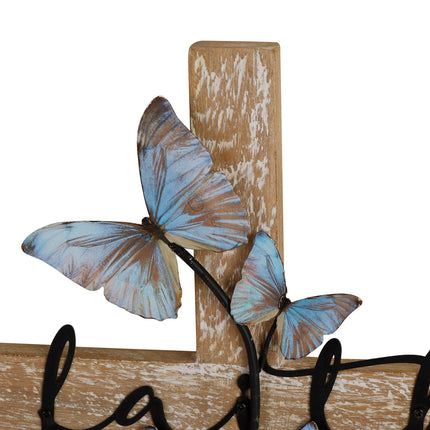Wall Cross, Rustic Wooden Cross With Butterfly