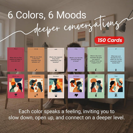 Deeper Connection, Couples Games with 150 Deep Questions to Build Intimate Connection & Trust, Relationship Couples Game for Date Nights, Wedding Gift for Couple
