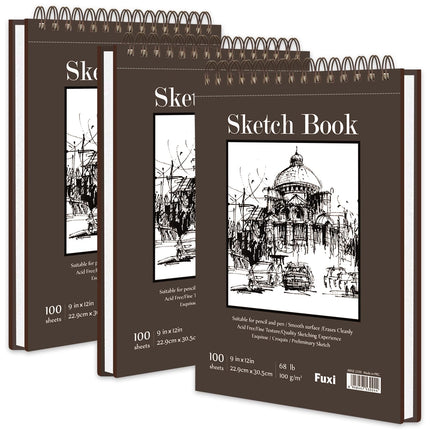 9" x 12" Sketch Book_Top Spiral Bound Sketchbook_100Sheets 68lb/100gsm