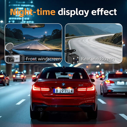 Dash cam de 4 canales 360° frontal, trasera e interior, tarjeta de 64GB incluida