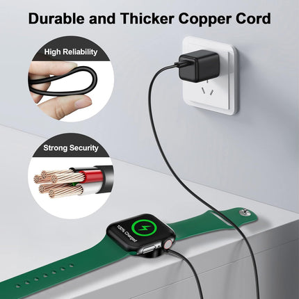 𝟐𝟎𝟐𝟔 𝐔𝐩𝐠𝐫𝐚𝐝𝐞𝐝 Magnetic Charging Cable for Apple Watch Charger,[USB C Port] Wireless Charging Cable Compatible with iWatch Series Ultra/10/9/8/7/6/SE/SE2/5/4/3/2[1.6FT/0.5M],Black