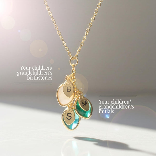 Birthstone Necklace for Mom Grandma