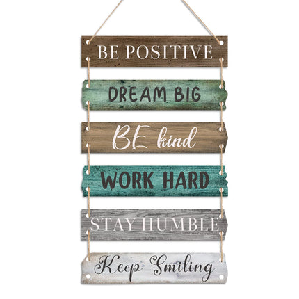 6 Pcs Positive Quotes Wall Hanging Plaque Sign, Retro Style