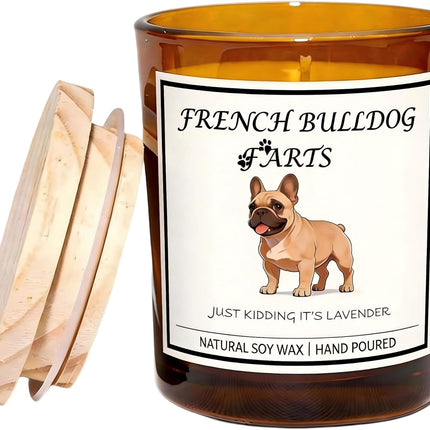 French Bulldog Gifts for Women | Birthday Gifts for Mom | Light When Dog Farts Candle | Cedar By Natural Soy Wax | Pet Safe Friendly Memorial Candles for Home Scented Household Essentials