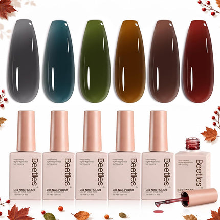 Jelly Gel Nail Polish Set, 6 Colors