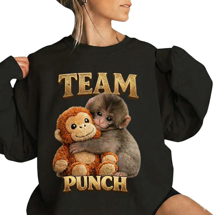 Team Punch Monkey Sweatshirt, Baby Monkey Punch Shirt, Cute Monkey Sweater, Animal Lover Gift, Toy Outfit