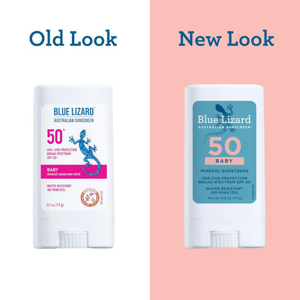 Blue Lizard BABY Mineral Sunscreen Stick with Zinc Oxide, SPF 50+, Water Resistant, UVA/UVB Protection - Easy to apply, Fragrance Free, .5 oz