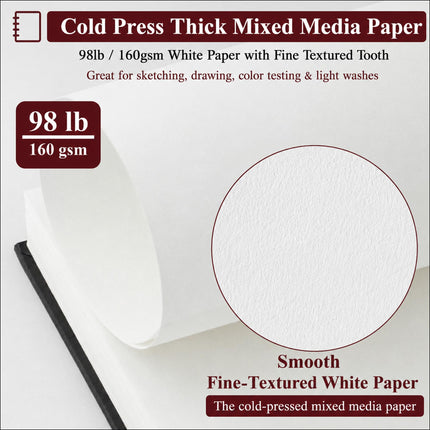 Mixed Media Sketchbook 9x12, Mixed Media Paper_98lb/160gsm, 60 Sheets