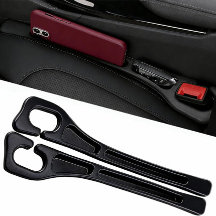 KUWSEIY 2 Pack Car Seat Gap Filler, No-Drop Seat Side Gap Seam Filler Organizer with Phone Holder, Universal Fit Fill The Gap Between Seat and Console, Auto Accessories for SUV Truck Sedan