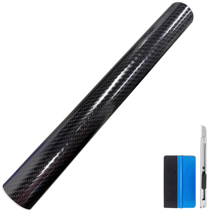 3D Black Carbon Fiber Car Vinyl Wrap Self-Adhesive Film 1ft x 5ft