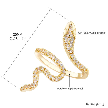 18K Snake Jewelry Rhinestone Snake Ring for Women - photo 2