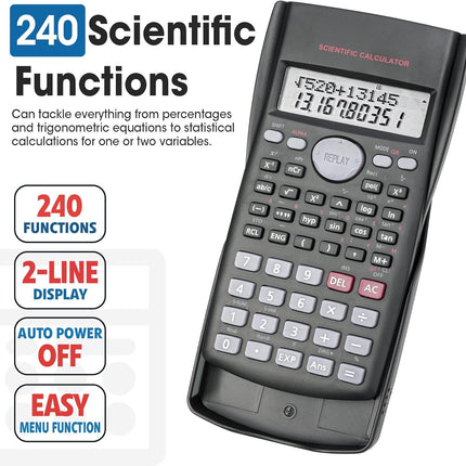 2 Pack Scientific Calculators, 2-Line Large Screen Display 240 Functions Scientific Calculators for Students, Math Algebra Fraction Calculator for High School College School