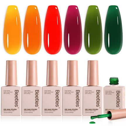 Set de esmalte en gel marrón, colección Toasty Aroma, 6 colores de otoño