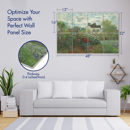 PINWELIFE® Wall Art Acoustic Panels, Sound Proof Absorbing Panels for Home/Office, Decorative Absorbing Dampening, Noise and Echo Cancelling (Monet, The Artist’s Garden at Vétheuil, 48"x32")