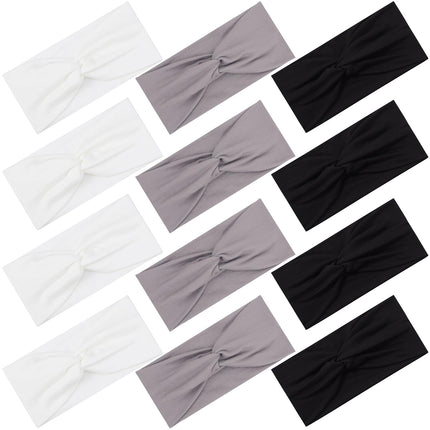 12 Pcs Stretchy Headbands for Women, Absorbed Sport Headband