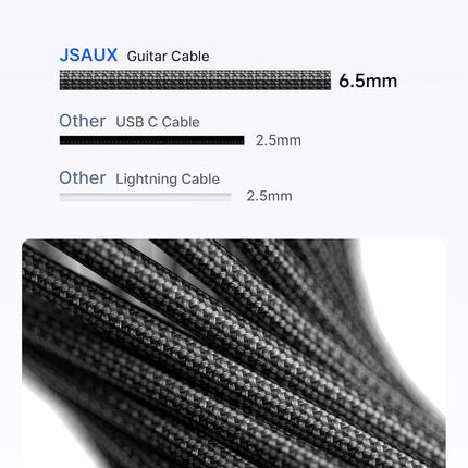 JSAUX Guitar Cable 3ft, Amp Cord for Electric Guitar/Mandolin/Bass, Pro Audio Instrument Cable with 1/4" Tips(TS Port) Right Angle to Straight-Gray