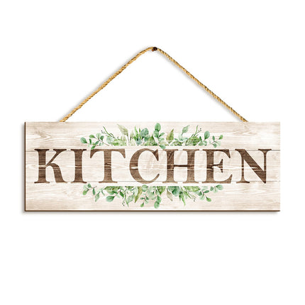 Bathroom Sign Wall Decor, Bathroom Wall Art with Plant Print, Rustic Farmhouse Wall Hanging Plaque Home Bathroom Decorative, 4.7 x 13.7 inches