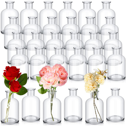 54 Pcs 3.15 Inches Small Glass Bud Vases Bulk Mini, Clear