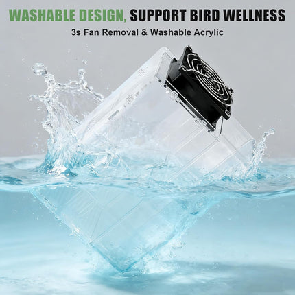 Bird Seed Husk Separator - Transparent Acrylic Seed Cleaner with Adjustable Speed Fan | Fast & Washable Shell Remover for Parrot, Cockatiel & Parakeet Food