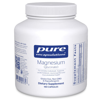 Pure Encapsulations Magnesium Glycinate supplement bottle for sleep and stress support