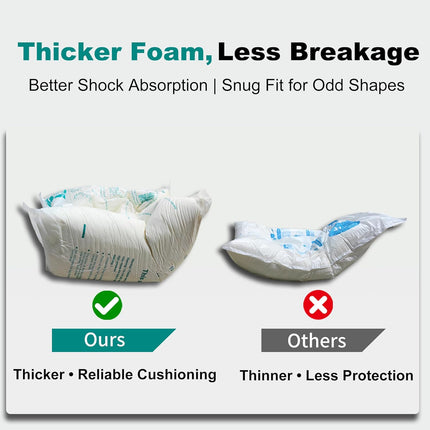 8 Pcs Expanding Packing Foam 13”x15”, Protective Packaging Foam for Shipping Fragile Items, Protects Electronics, PC, Glassware, Pottery & Irregular Shapes