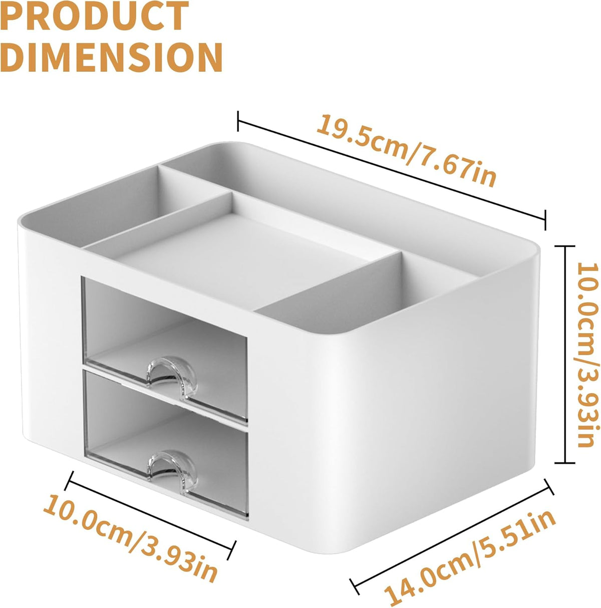 White Desk Pen Organizer with Compartments and Drawers - photo 4