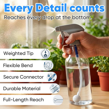 3 Pack Universal Fit 360° Spray Bottle Adapter,4.3in Weighted Tube Replacement，Upside Down Multi-Angle Sprayer Attachment for Kitchen, Garden, Home and Office, Cleaning Solutions