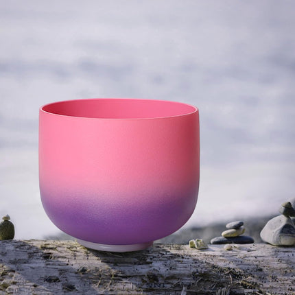 TOPFUND Pink Purple F Note Crystal Singing Bowl Heart Chakra 8 inch with Suede Mallet