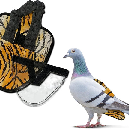 Hen Holster Wrap-Around Bird Diaper & Harness for Larger Pigeons, Small Breed - with Removable Liner, Adjustable Fit for Outdoor Adventures & Indoor Use, Easy to wear - Tiger, XS