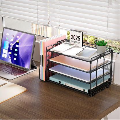4-Tier Paper Organizer with Magazine Holder, Black - photo 4
