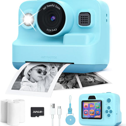 Dylanto Kids Camera Instant Print,1080P Kids Instant Cameras That Print Photos,Christmas Birthday Gifts for Girls Age 3-12,Portable Toy for 3 4 5 6 7 8 9 10 Year Old Girls Boys-Blue