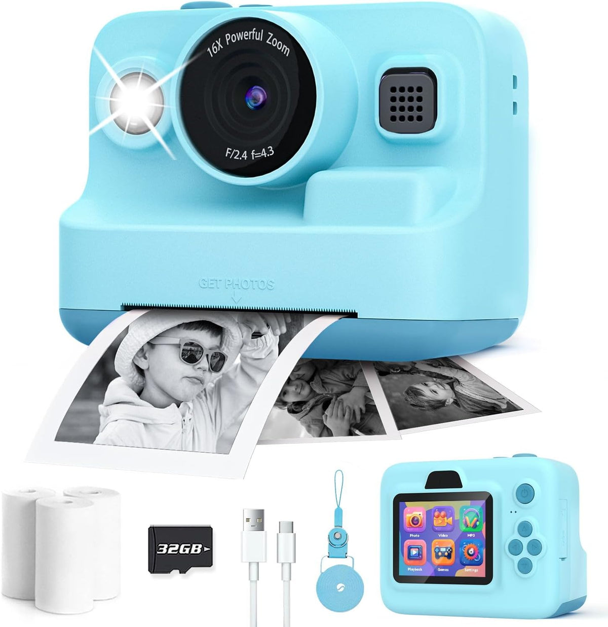 Kids Camera Instant Print,1080P Kids Instant Cameras That Print Photos,Christmas Birthday Gifts for Girls Age