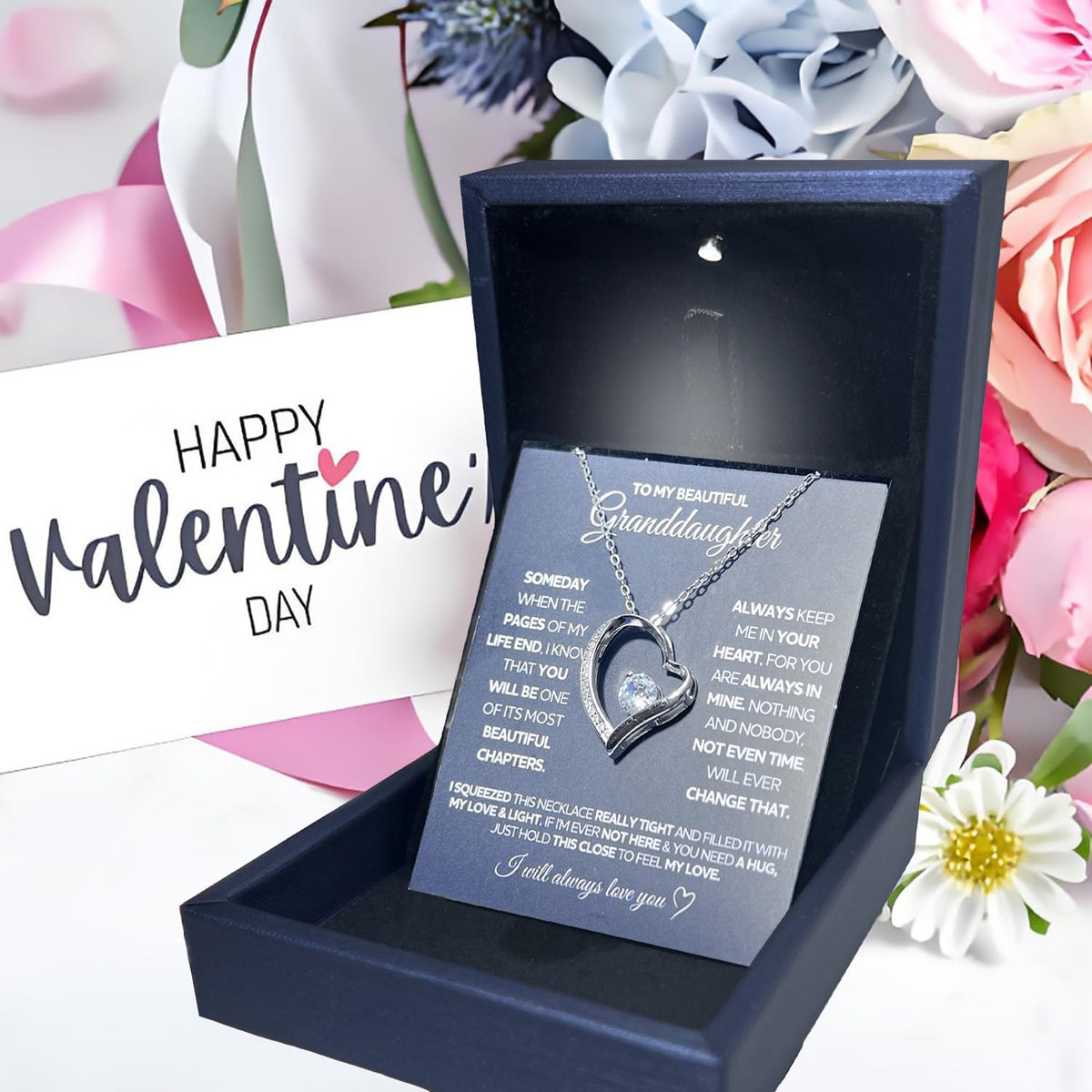 Granddaughter Necklace Granddaughter Gifts From Grandma Grandpa To My Granddaughter Necklace Christmas Graduation Birthday Gifts With Message Card & LED Box