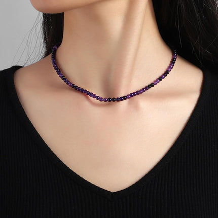 Crystal Necklaces for Women 4mm Handmade Natural Stone Choker Beaded Necklace Healing Crystal Necklace Gemstone Necklace Crystal Bead Necklace for Women