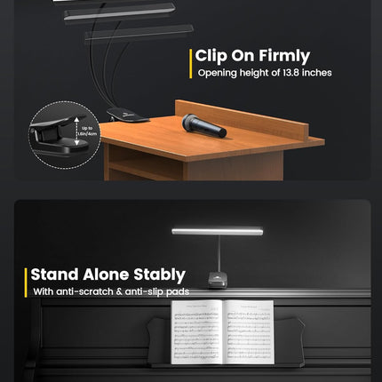 Glocusent 81 LED Music Stand Light, Super Bright & Eye Caring, 3 Color & 5 Brightness Piano Lamp with Shield, Rechargeable Long Lasting to 150-Hr, Perfect Piano Light for Grand Piano, Keyboard, Guitar