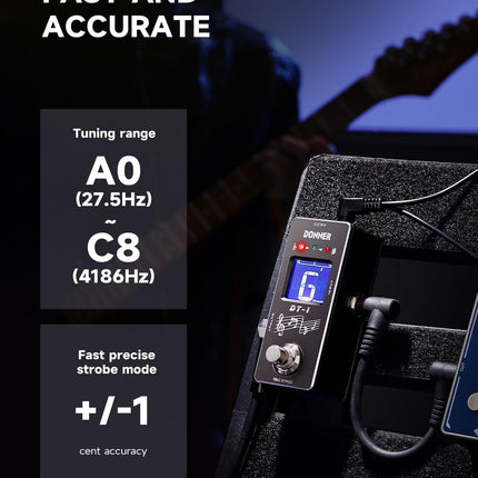 Donner Tuner Pedal, Dt-1 Chromatic Guitar Tuner Pedal with Pitch Indicator for Electric Guitar and Bass True Bypass