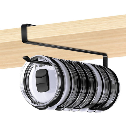 Tumbler Lid Organizer for Cabinet - Under Shelf & Behind Door Lid Holder, No-Drill Kitchen Organizer and Storage, Space Saving Rack Fits 24oz 30oz 40oz Water Bottle Tumbler Lids