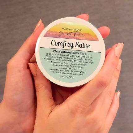 Comfrey Salve | Organic, Non-GMO, Small-Batch Herbal Balm | Family Made in WV | 2 oz Jar