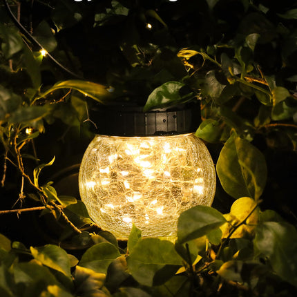 Solar Lanterns Solar Lights Outdoor Waterproof 6-Pack, Solar Powered Hanging Lights Cracked Glass Hanging Globes for Christmas Decoration, Shepherd Hook, Garden Tree Ornaments