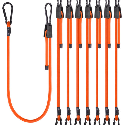 Lucky Straps 48" Black Adjustable Carabiner Bungee Cords with Hooks, 8 Pack