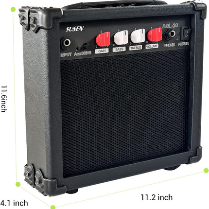 SUSEN Electric Guitar Amp 20 Watt Amplifier Portable Amp with Headphone Input Gain Powe Including Professional Noise Reduction Cable