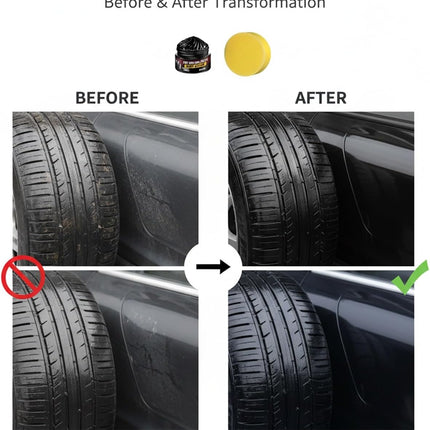 Premium Tire Coating Trim Restorer Bring Back Original Deep Black Shine Rubber Plastic Car Polishing Balm Cream Wax Wheel Sponge Nourish Renewal Restores Care Gloss Interior Auto Cleaning(4pcs)