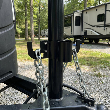 Aluminum Trailer Chain Holder, Trailer Towing Chain Organizer with 7 Way Rv Chain Plug Holder Cover, Heavy Duty Anti-Rust Cable Wire Harness Holder for 2" 2¼" Tongue Jack RV Camper Towing Accessories