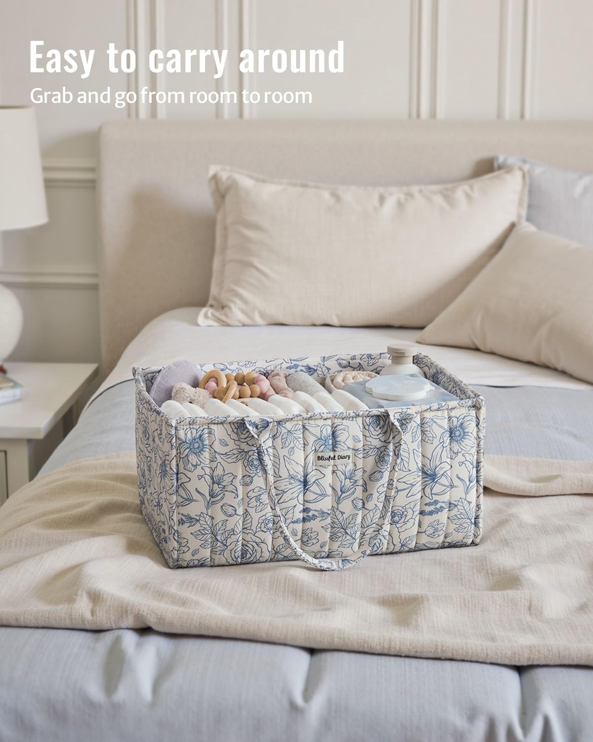 Floral Diaper Caddy Organizer, Stylish Nursery Storage Basket - photo 4