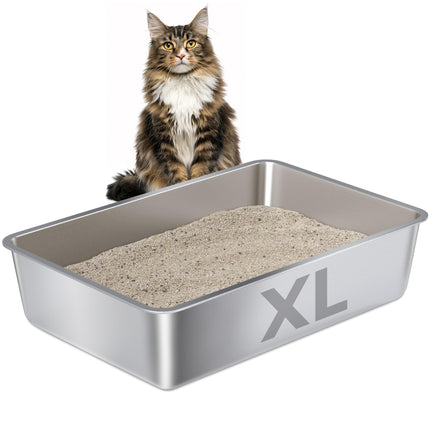 Stainless Steel Litter Box Kitten,Metal Cat Litter Box Low Entry,4" H