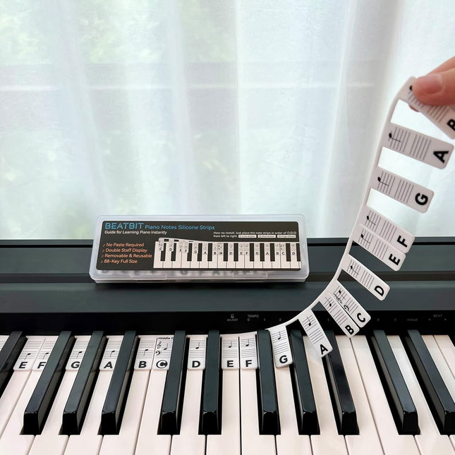Piano Notes Guide for Beginner, Removable Piano Keyboard Note Labels for Learning, 88-Key Full Size, Made of Silicone