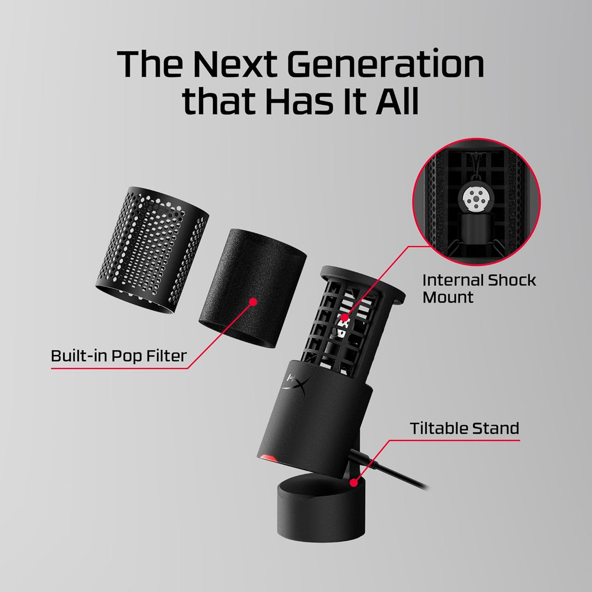 Gaming USB Condenser Mic for PC, USB-C to USB-A, Built-in Pop Filter, Internal Shock Mount, Plug and - photo 4