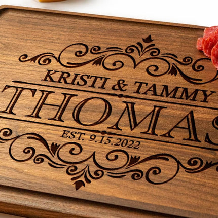 Personalized Cutting Board - Personalized Wedding Gifts for Couple - Custom Cutting Board Wood Engraved- Housewarming Gifts New Home - Best Present for Wedding, Bridal Shower, Engagement & Anniversary