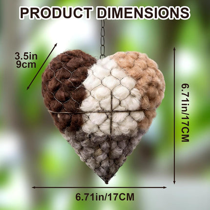 Alpaca Bird Nesting Heart, Pet Refillable Alpaca Fiber Bird Nesting, Winter Fowl Gifts Animal Hummingbirds Lovers Home Garden Yard(1Set)