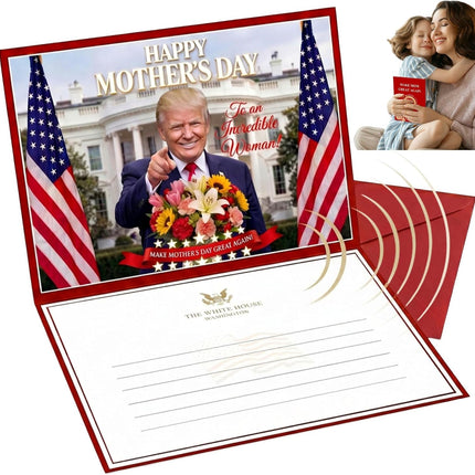 Mother's Day Talking Card, Make Mom Great Again Card Funny Mother's Day for Mom, Wife, Grandma with Red Envelope, Premium 5x7 White House Style Stationery (1 PC)